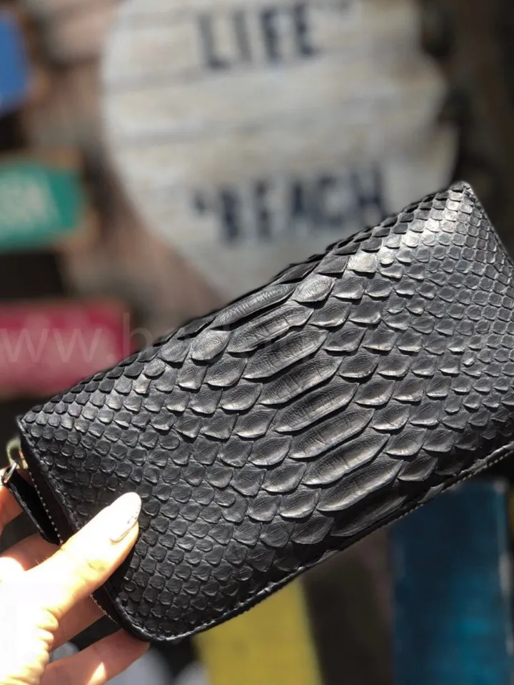 Wallet Black Python Skin | Exotic skin wallet | Unisex Wallet | Big Wallet | Men Wallet | Genuine Python Skin Wallet | Handmade Wallet