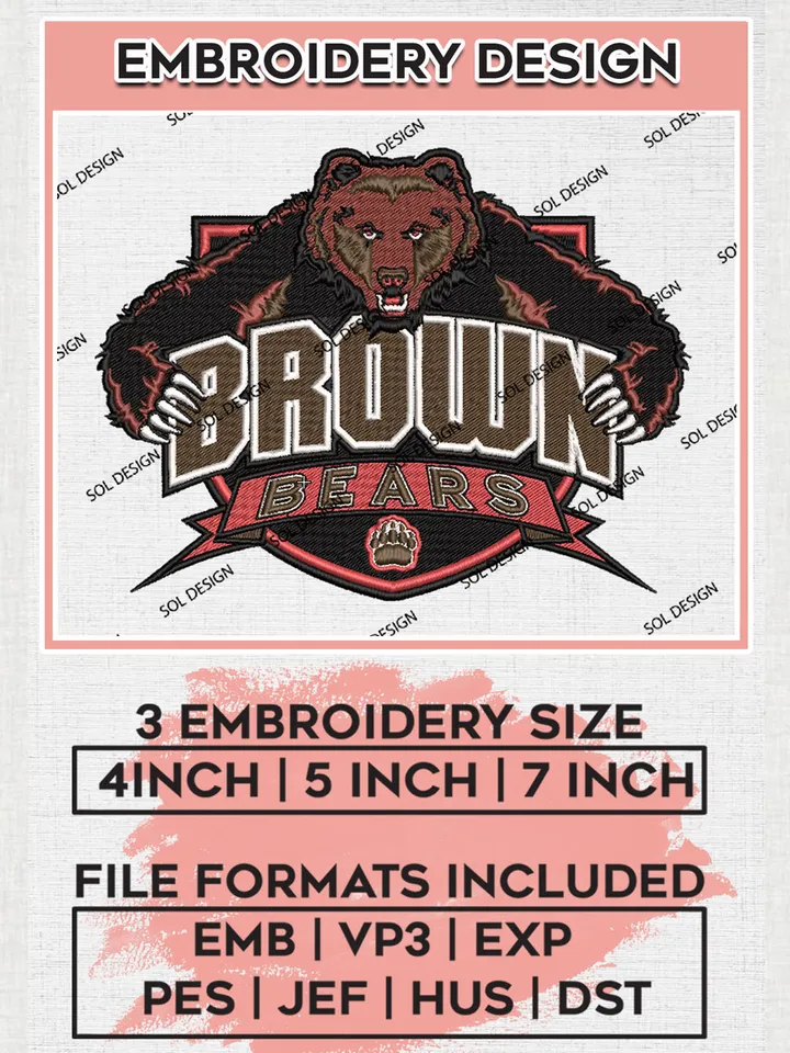 NCAA Brown Bears Team Mascot Logo embroidery designs, NCAA Brown Bears Logo Machine embroidery designs, NCAA Logo embroidery designs, NCAA Lopes Machine embroidery designs, Digital Download