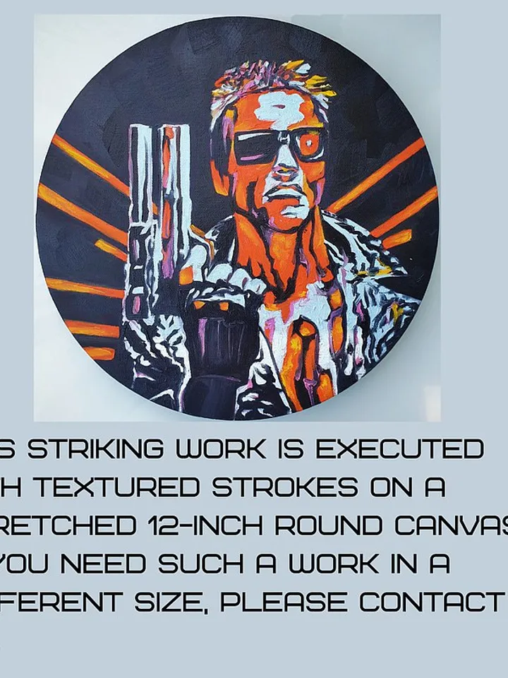Terminator Painting Movie Original Art Fan Wall Art Schwarzenegger Oil Painting