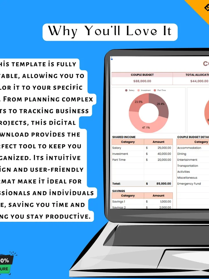 Couple Budget Template, Shared Expense Tracker, Household Finance Planner, Monthly Budget Spreadsheet for Couples