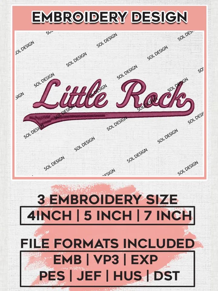 Little Rock College Team Word Logo Embroidery Design Files, NCAA Little Rock Trojans Machine Embroidery, NCAA Teams, 3 sizes, NCAA Machine embroidery designs, Digital Download