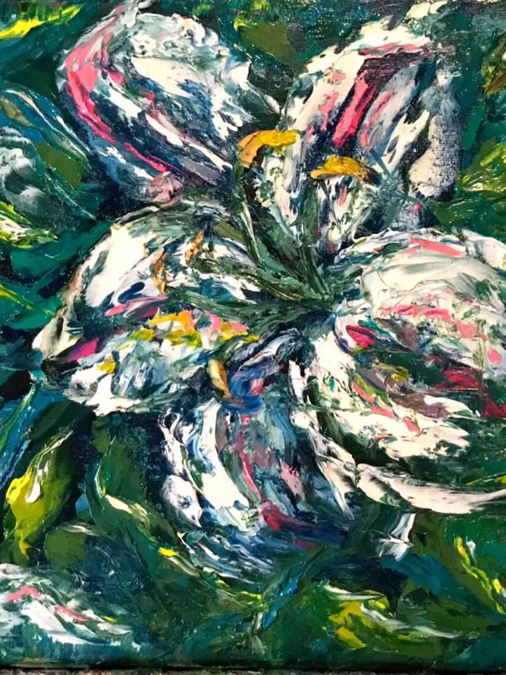 Lilies original oil painting on stretched canvas , flowers impasto painting ,home decoration made to order.