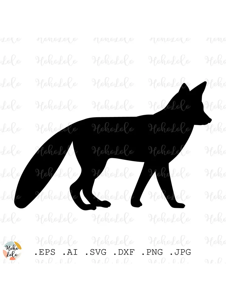 Fox Svg, Fox Cricut, Fox Silhouette, Fox Stencil, Fox Templates Dxf, Fox Clipart Png, Animal Svg
