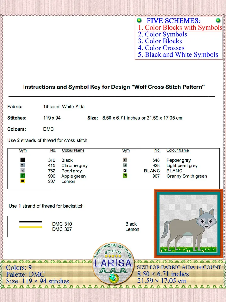 Wolf Cross Stitch Pattern | Bewildered Wolf Pattern | Gray Wolf