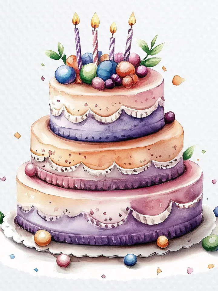 10 Birthday cake PNG Bundle, Printable Watercolor sublimation, High Quality, Digital download, High resolution, Paper crafts, junk journals