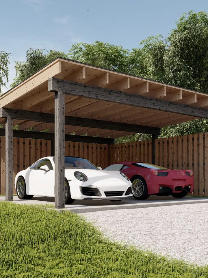 Modern Carport Plan: 2-Car Garage Pavilion Blueprints (PDF Download)