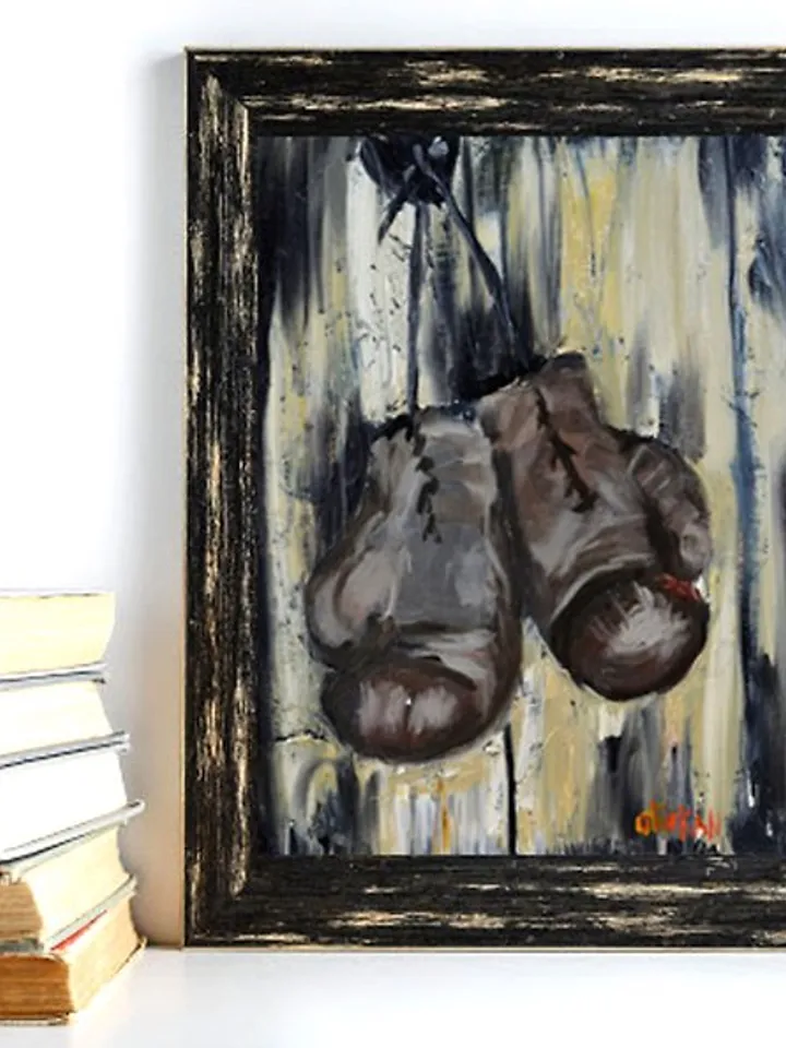 Sport Original Art Boxing Gloves Painting MMA Artwork Boxing Wall Art