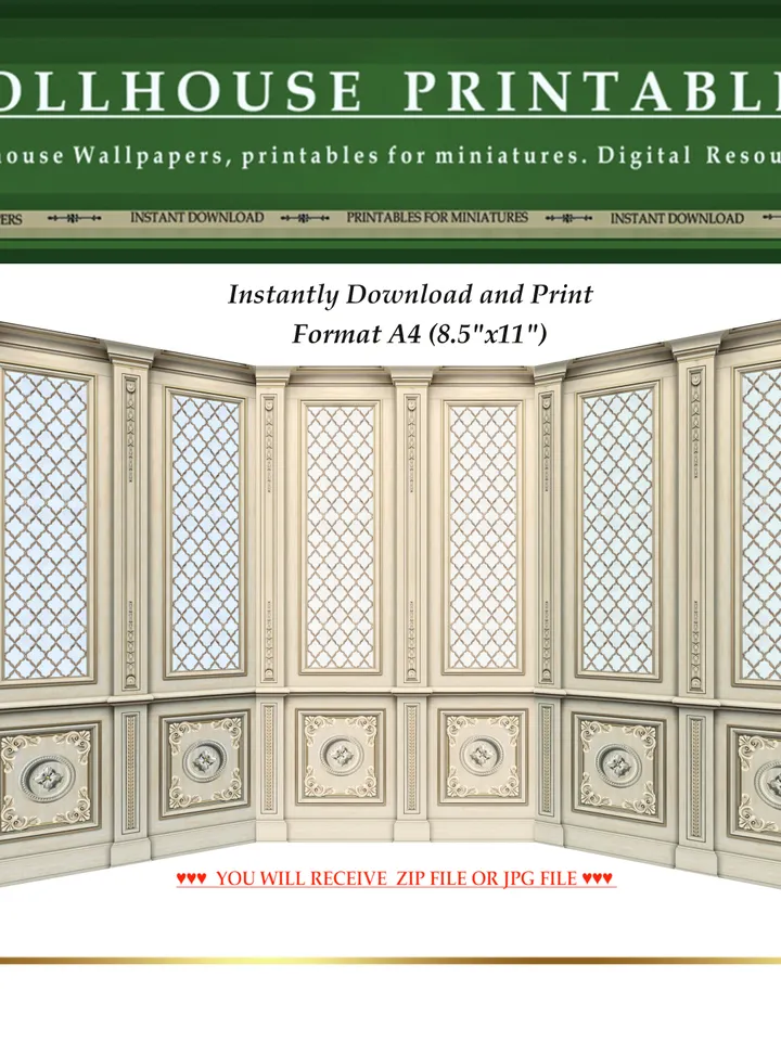 Wallpapers- Set 7-v1 | Printables for Dollhouses and Unique Miniature Projects | Digital Downloads | in Scale 1/12th