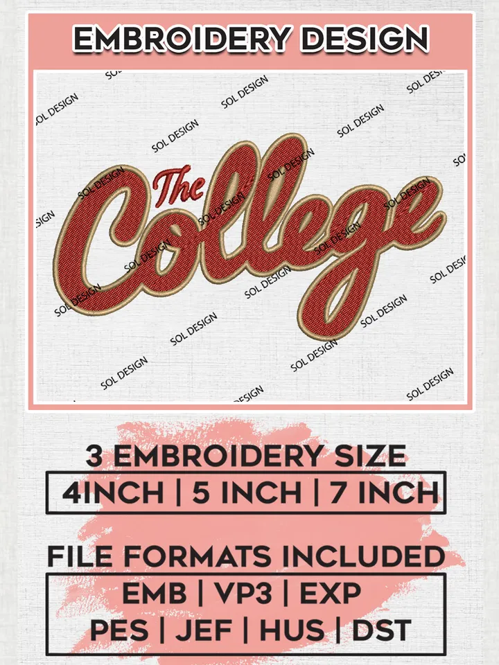 NCAA The College Football Team Logo Embroidery Design Files, NCAA Charleston Cougars Machine Embroidery, NCAA Teams, Game Day, 3 sizes, NCAA Machine embroidery designs, Digital Download