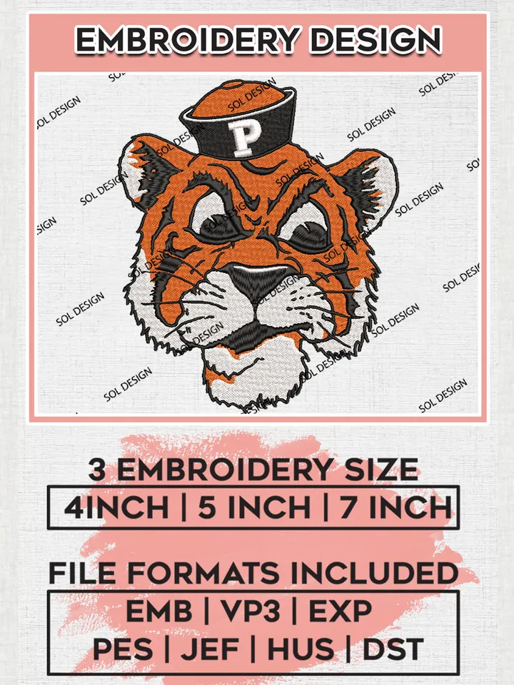 NCAA Pacific Tigers Team Head Mascot Logo Embroidery Design Files, NCAA Pacific Tigers Machine Embroidery, NCAA Teams, Game Day, 3 sizes, NCAA Machine embroidery designs, Digital Download