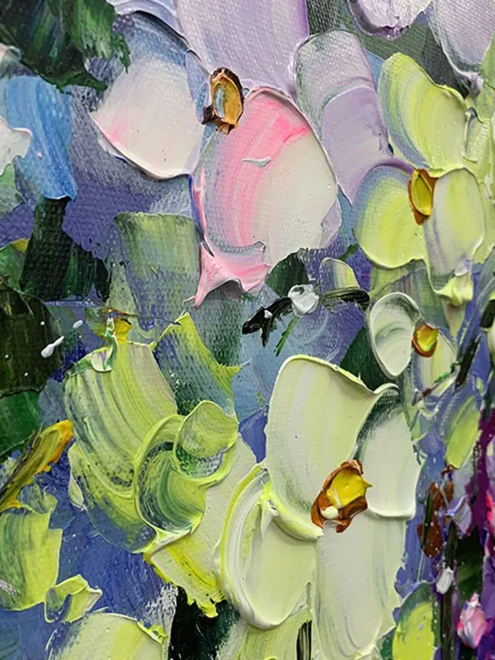 Flower Oil Painting On Canvas Abstract Purple Orchid Flower Painting Floral Wall Art Canvas Living Room Wall Decor Texture Acrylic Painting