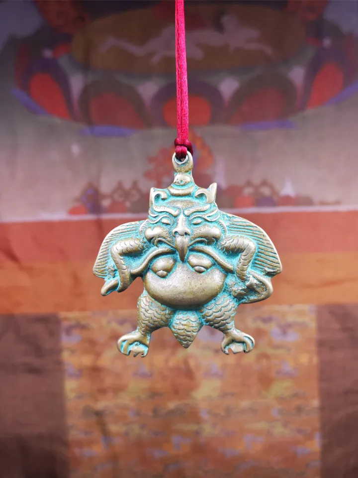 Gandhanra Antique Tibetan Buddhist Amulet,Garuda,Garula,Suparna,Golden-winged Bird Pendant,Made of Copper,2.28"