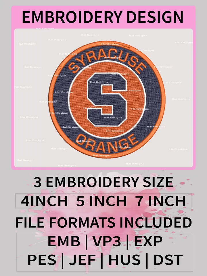 NCAA Syracuse Orange Embroidery File, 3 Sizes, 6 Formats, NCAA Machine Embroidery Design, NCAA Logo, NCAA Teams