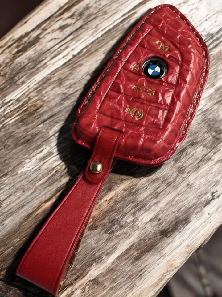 BMW handmade keyfob cover, crocodile skin