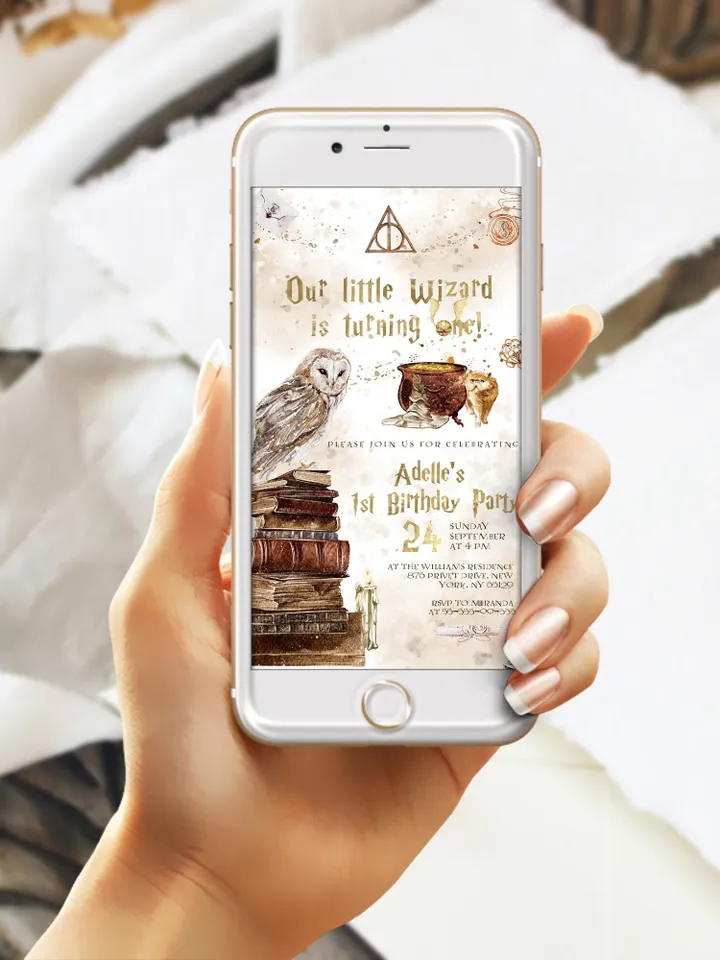 The Chosen One Invitation; Wizard Birthday Party; Magic School 1st Birthday Invitation Template; Editable Wizarding World Invitation; W7