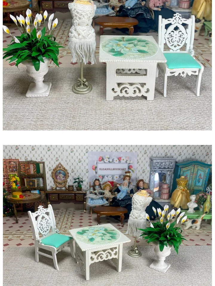 Set of furniture and accessories for a dollhouse. 1:12. handmade. Furniture for dolls.