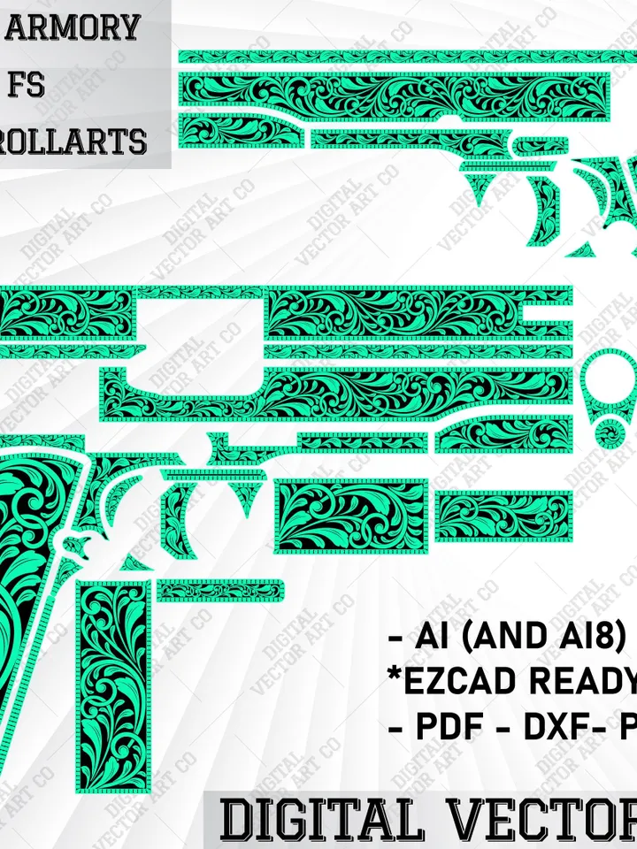 Rock Island Armory Gi Standard Fs Scrollwork, laser engraving,engraving design,laser design, laser cut,metal design,Rock Island engraving