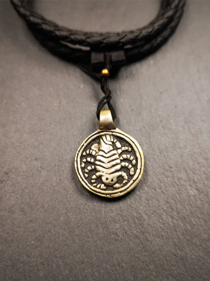 Gandhanra Handmade Tibetan Amulet,Scorpion Guru of Padmasambhava, Buddhist Scorpion Pendant, Made of Brass,0.87"