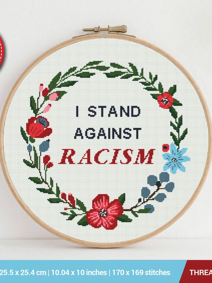 I stand against racism, BLM Cross stitch pattern | Embroidery Pattern | Instant Download | Embroidery Designs