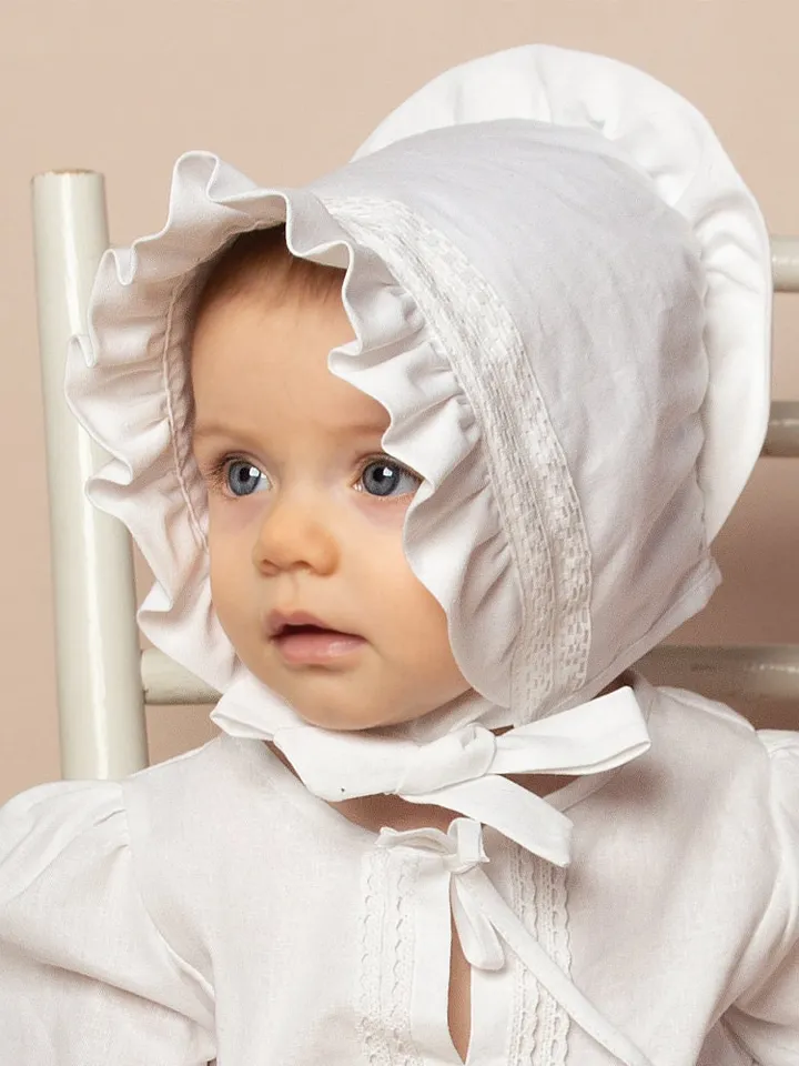 Beautiful dress set for baby girls. Baptism set. Bonnet | Gown. Cotton, Lace. READY TO SHIP!