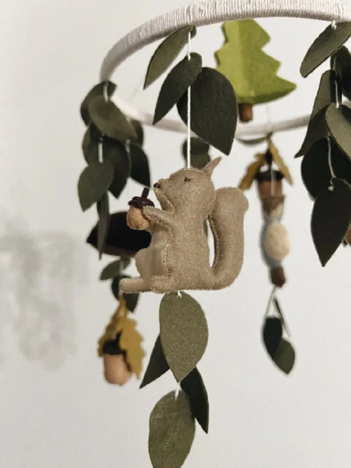 Mobile baby nursery decor woodland, forest deer crib mobile, expecting mom gift