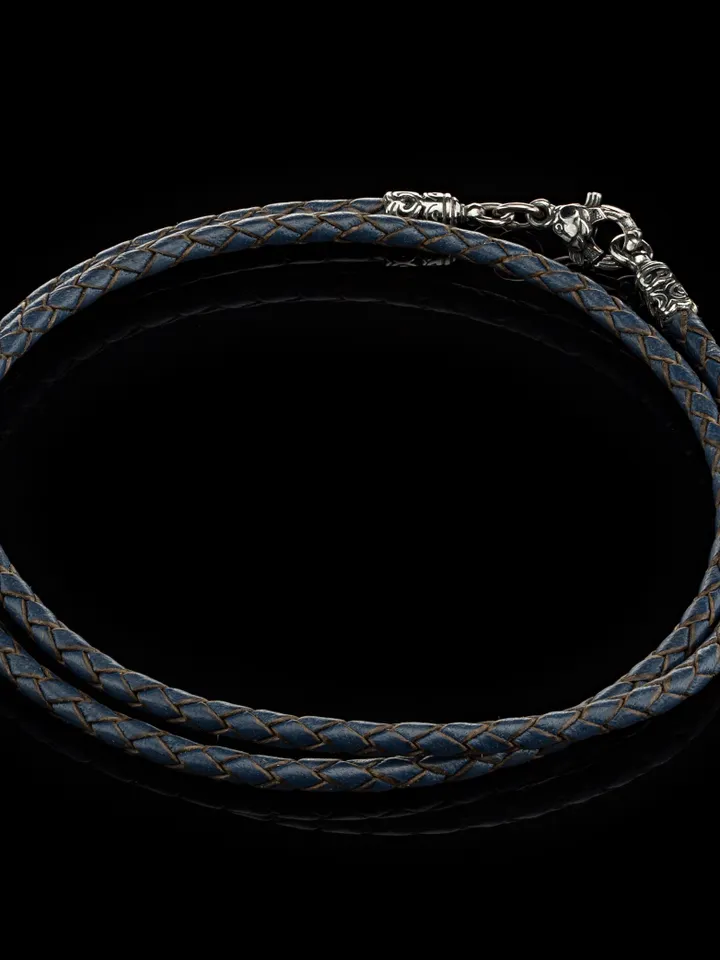 Leather Cord for Pendant with Silver and Gold