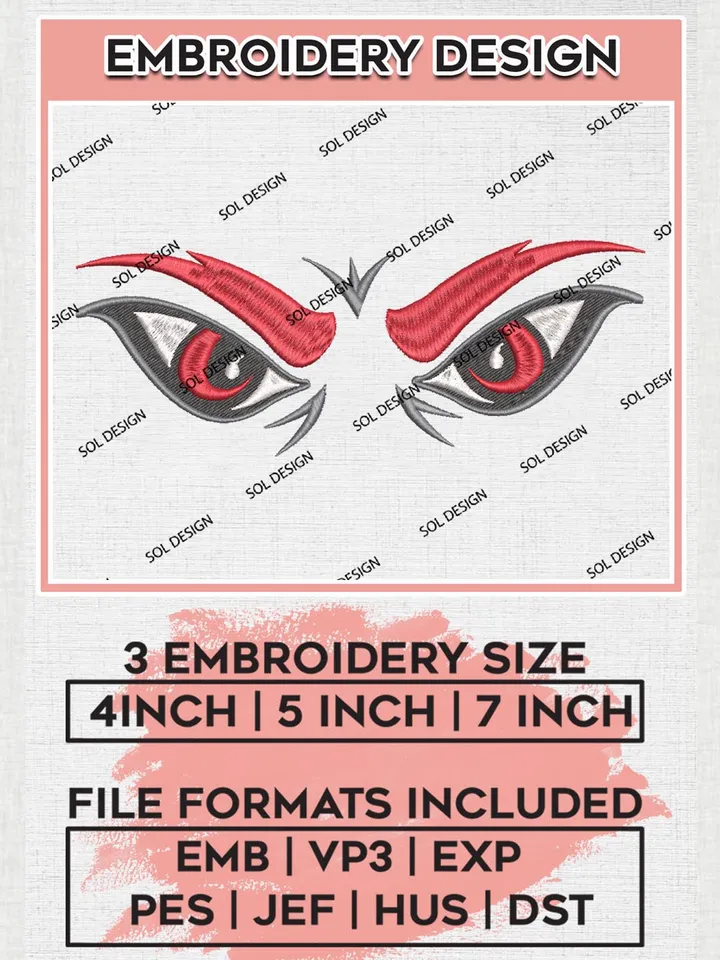 NCAA Cincinnati Bearcats College Team Eyes Logo Embroidery Design Files, NCAA Cincinnati Bearcats Machine Embroidery, NCAA Teams, 3 sizes, NCAA Machine embroidery designs, Digital Download