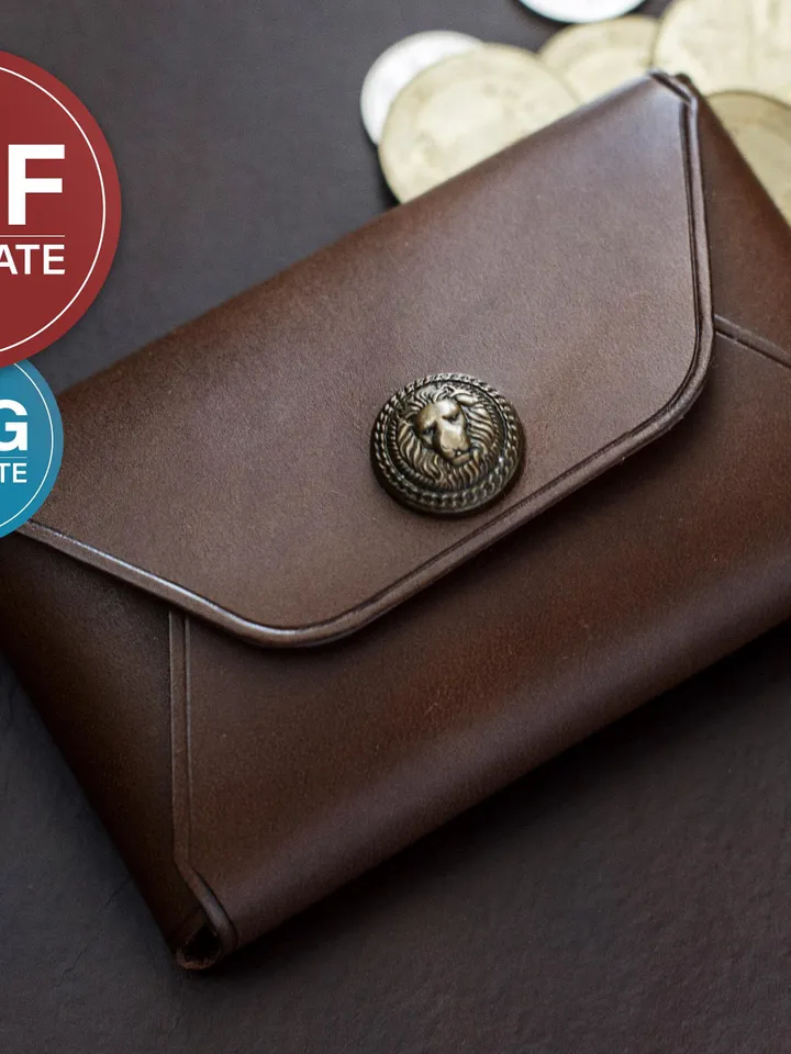 Leather Card Wallet PDF Pattern: Coin Purse SVG Template + Video