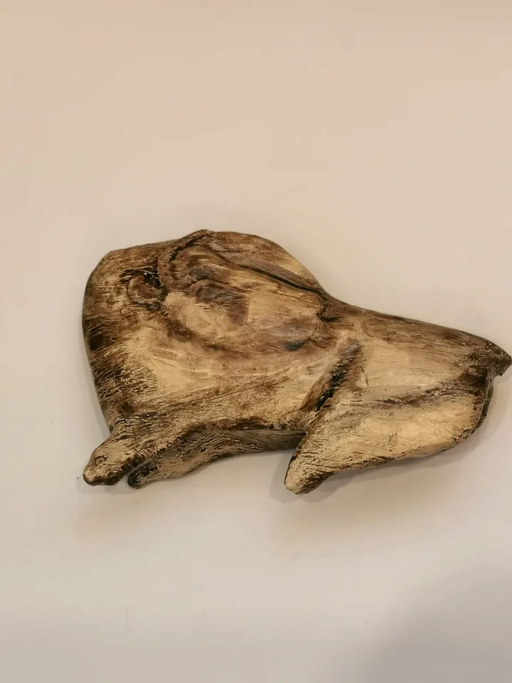 Paleolithic Bison Licking Insect Bite, Primitive Tribal Craft, Prehistoric Antler Carving, Realistic Museum Replica of Real Ancient Artifact
