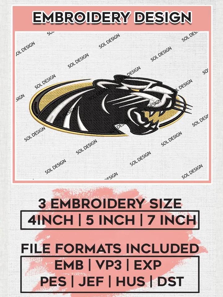 Milwaukee Panthers Team Mascot Logo embroidery designs, NCAA Milwaukee Panthers Machine embroidery designs, NCAA College Team Logo embroidery designs, Machine embroidery designs, Digital Download