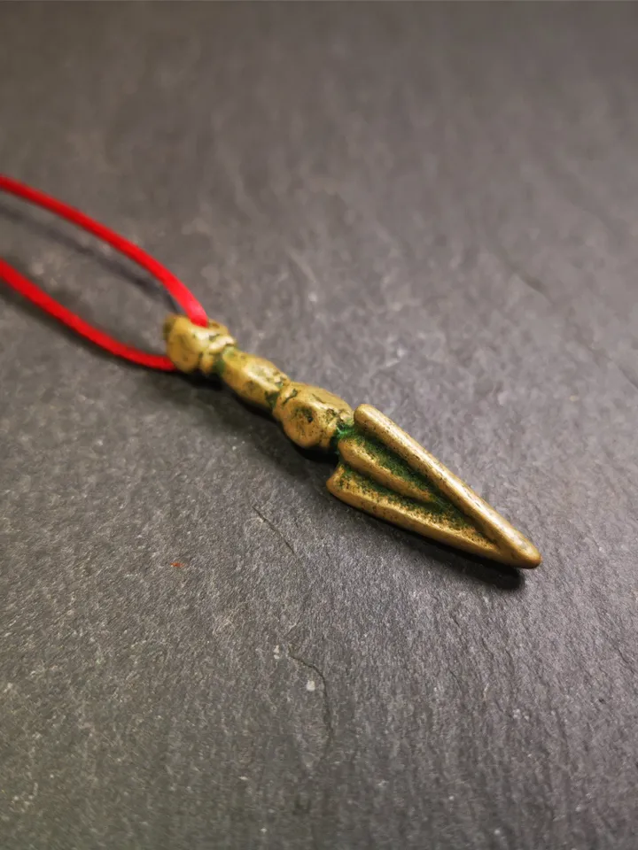 Gandhanra Vintage Tibetan Amulet ,Kila(Dorje Phurba) , Trantic Buddhism Ritual Implement Pendant,Made of Brass,1.96"