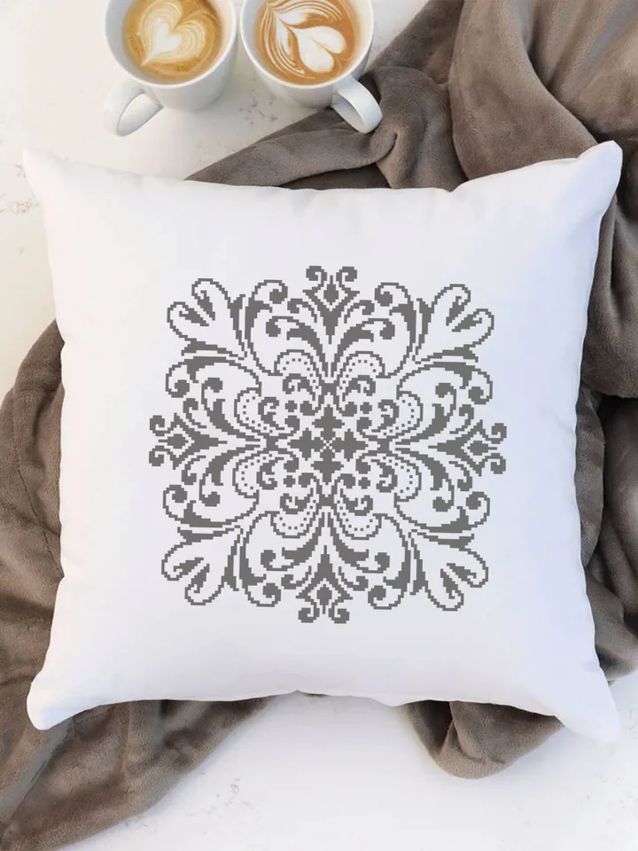 Blue mandala cross stitch pattern PDF download Square mandala pattern digital PDF, Simple cross stitch chart for beginner, Mandala art #M256