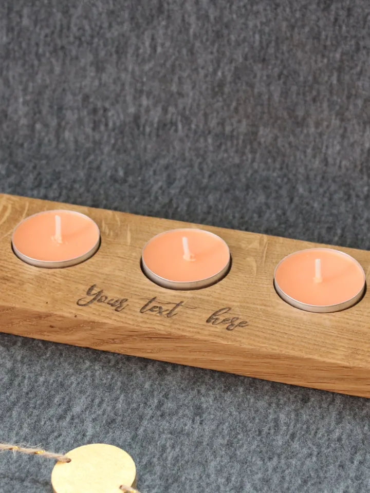 Tea Light Candle Holder Handmade Decor For Living Room Personalized Unique Gigt For Her Wedding Decor Solid Oak Сandlestick