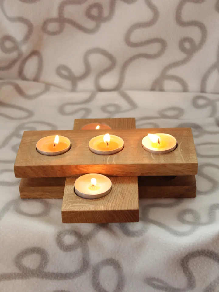 Set of 3 Tea Light Candle Holder Unique Home Handmade Decor Solid Oak Сandlestick Personalized Unique Gift Birthday Party Decor Kitchen Tabl