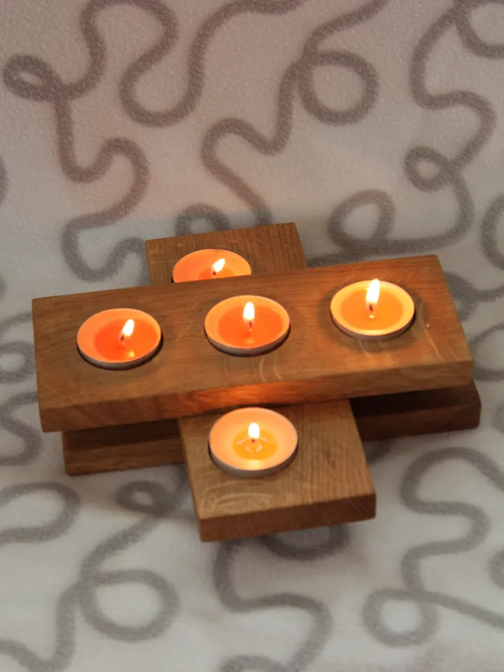 Set of 3 Tea Light Candle Holder Unique Home Handmade Decor Solid Oak Сandlestick Personalized Unique Gift Birthday Party Decor Kitchen Tabl