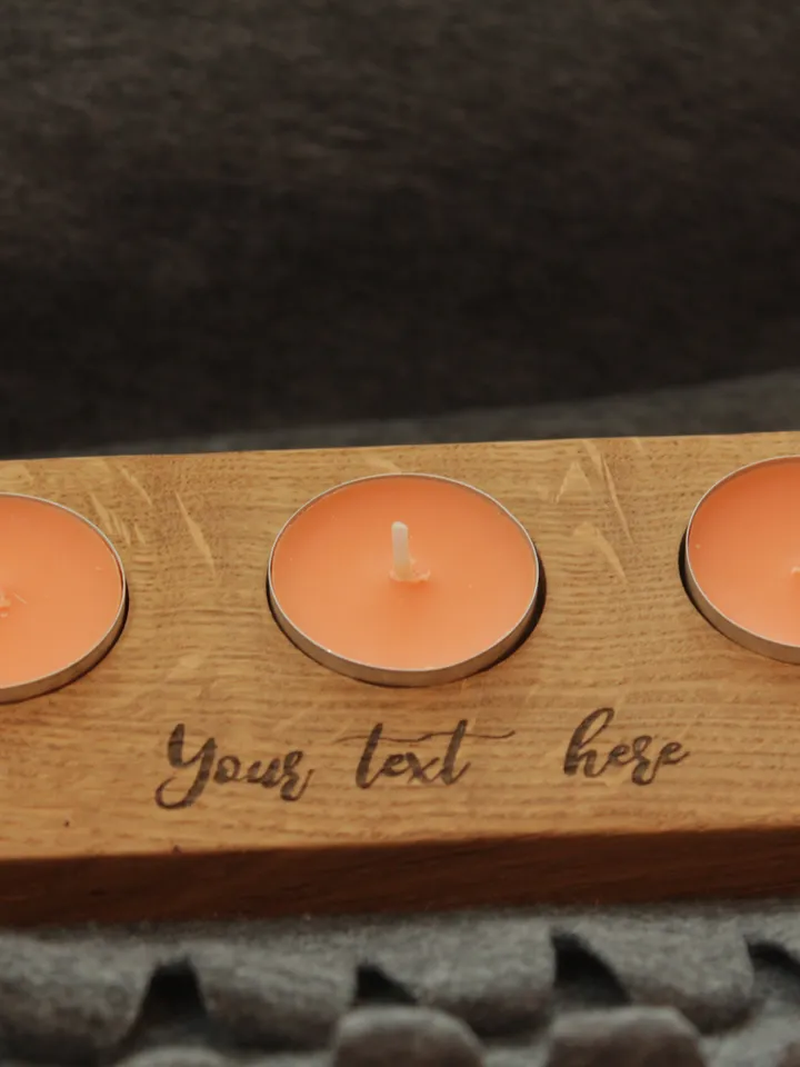 Tea Light Candle Holder Handmade Decor For Living Room Personalized Unique Gigt For Her Wedding Decor Solid Oak Сandlestick