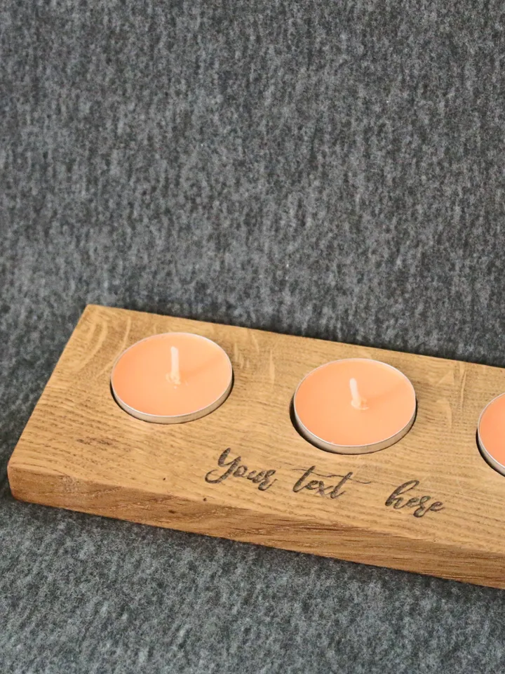 Tea Light Candle Holder Handmade Decor For Living Room Personalized Unique Gigt For Her Wedding Decor Solid Oak Сandlestick