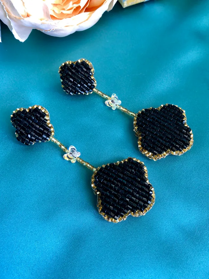 Clover Beaded Earrings Van Cleef Style