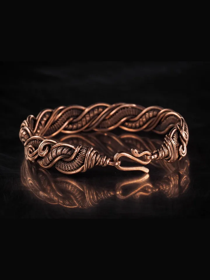 Woven copper wire bracelet Antique style handcrafted copper jewelry Unique gift