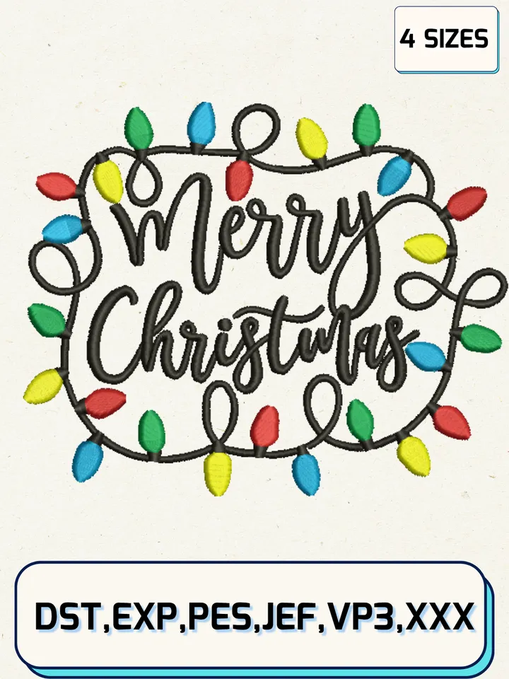Mery Christmas Embroidery Design,Christmas Embroidery Designs,Machine Embroidery Files,4 Sizes