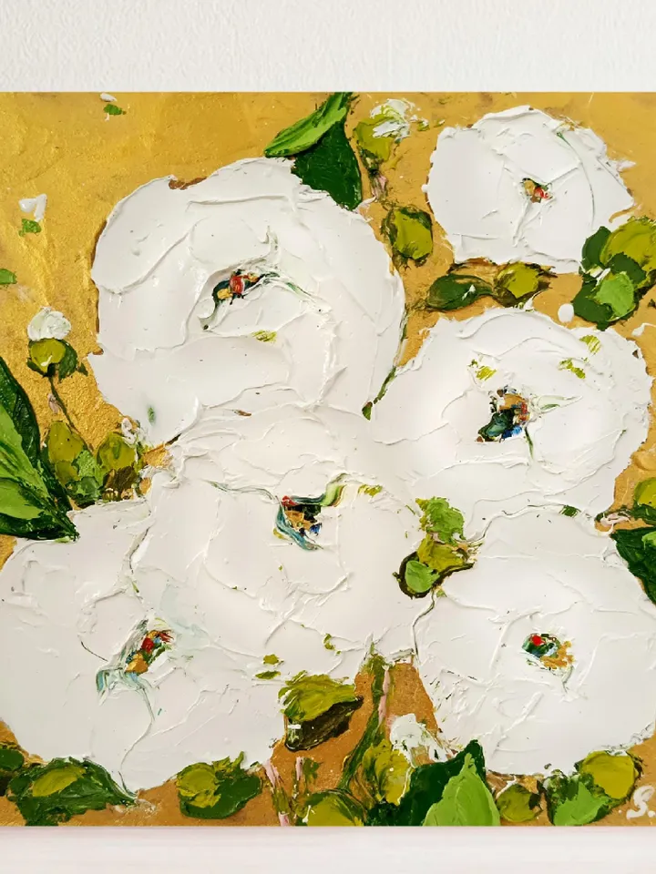 Rose Painting Flowers Original Art 8х8 Impasto Oil Painting Floral Boho Art Roses by ArtProkopaloSv