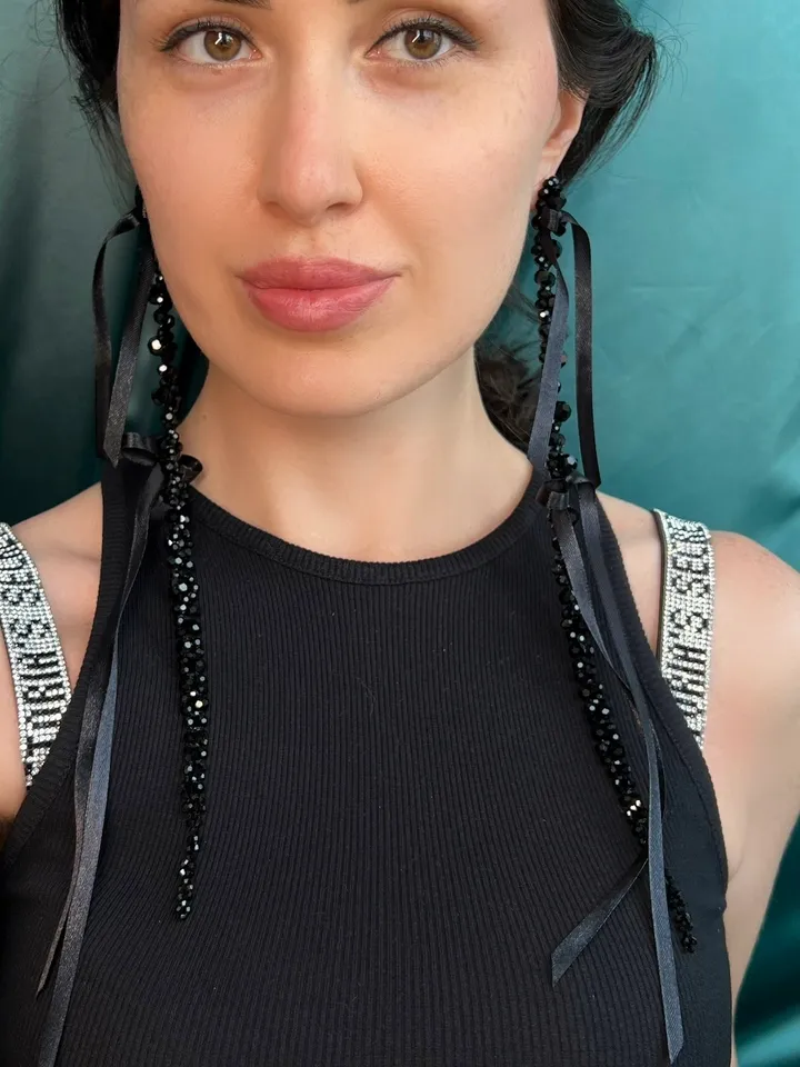 XL Ribbon Drip Crystal Earrings