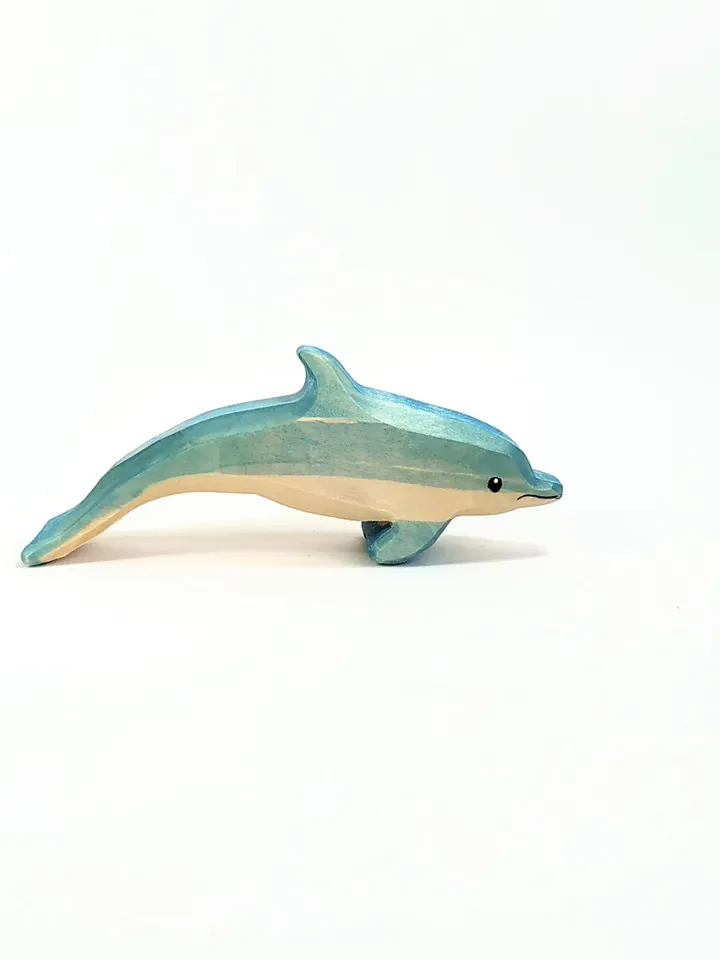 Wooden toy, dolphin. Woodcarving, painting.Handmade.