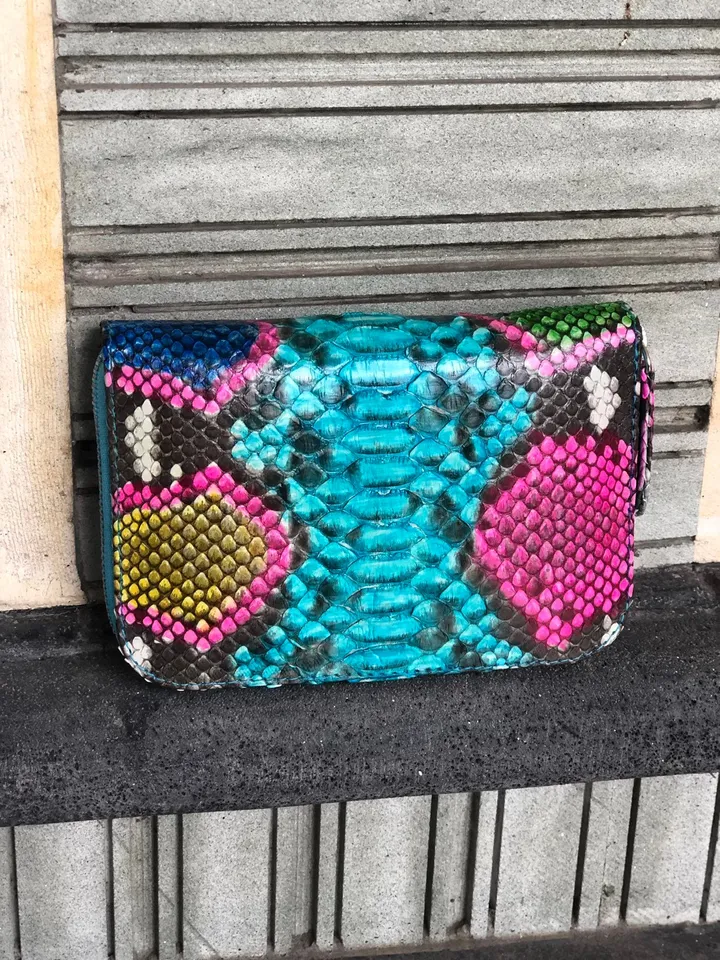 Genuine python skin wallet | Small wallet | Exotic leather wallet | Women wallet | Multicolor trendy Wallet | Snakeskin designer wallet