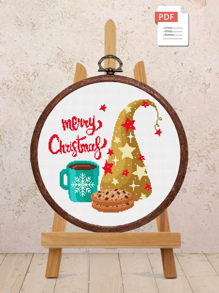 Merry Christmas Cross Stitch Pattern, Christmas Cross Stitch Pattern, Christmas Cookies Cross Stitch Pattern, Christmas Pattern #hld016
