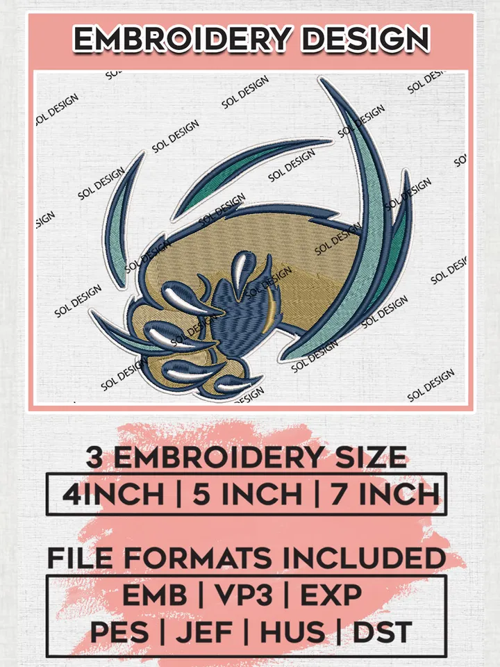 FIU Panthers College Football Team Logo Embroidery Design Files, NCAA Florida International Panthers Machine Embroidery, NCAA Teams, Game Day, 3 sizes, NCAA Machine embroidery designs, Digital Download