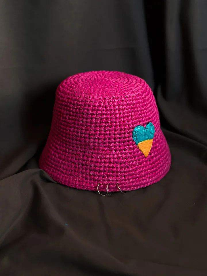 Pink bucket hat, panama Kalush Eurovision 2022, crochet summer panama, beach hat, Ukrainian artist, drawstring hat