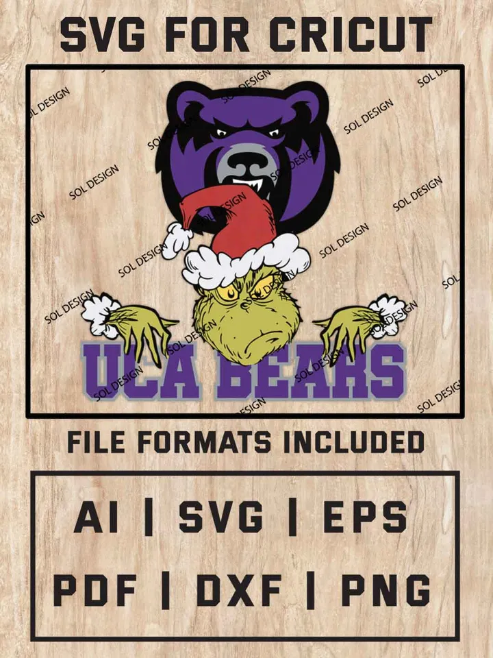 Grinch Central Arkansas Bears SVG, NCAA SVG Design, NCAA UCA Bears SVG, NCAA Bears Cricut, Christmas Svg, Grinch svg, Digital Download