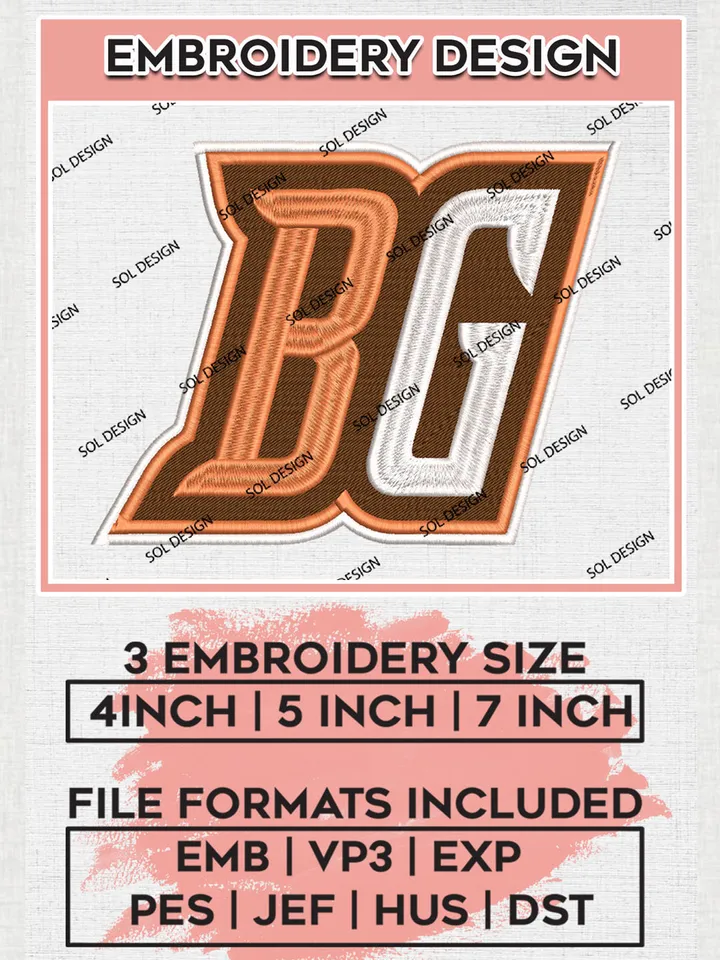 NCAA BG Falcons College Football Team Logo embroidery designs, NCAA Bowling Green Falcons Logo Machine embroidery designs, NCAA Team Logo embroidery designs, NCAA Game Day Machine embroidery designs, Digital Download