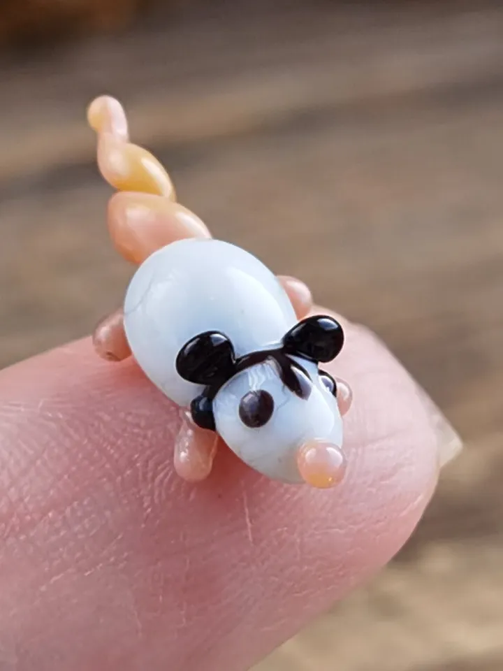 Opossum figurine Rat gifts Pet mouse Rat toy Glass opossum art Mouse miniature Dollhouse miniature Miniature animals Tiny glass possum